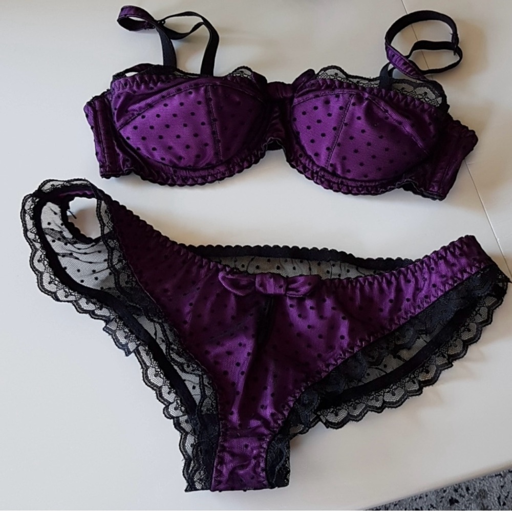 Agent Provocateur | Jesse SET | 32B / M | Purple & Black Polka Dot